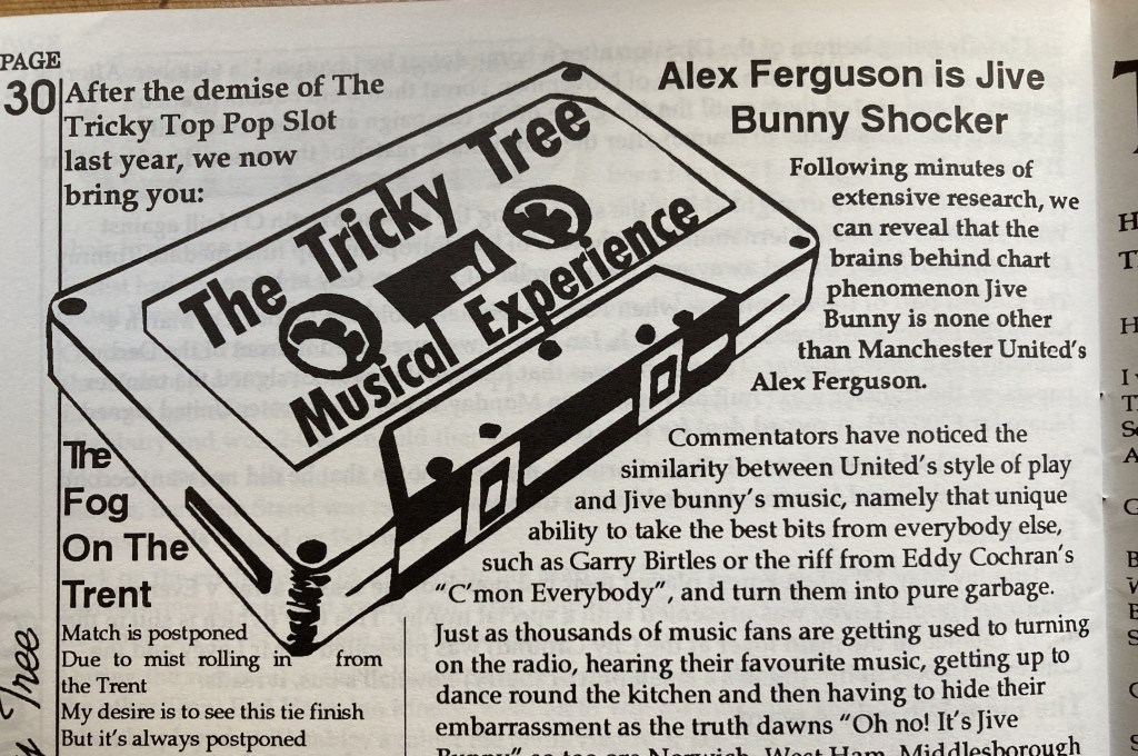 Image of a cassette tape from the original Tricky Tree article with the wording "The Tricky tree Musical Experience".