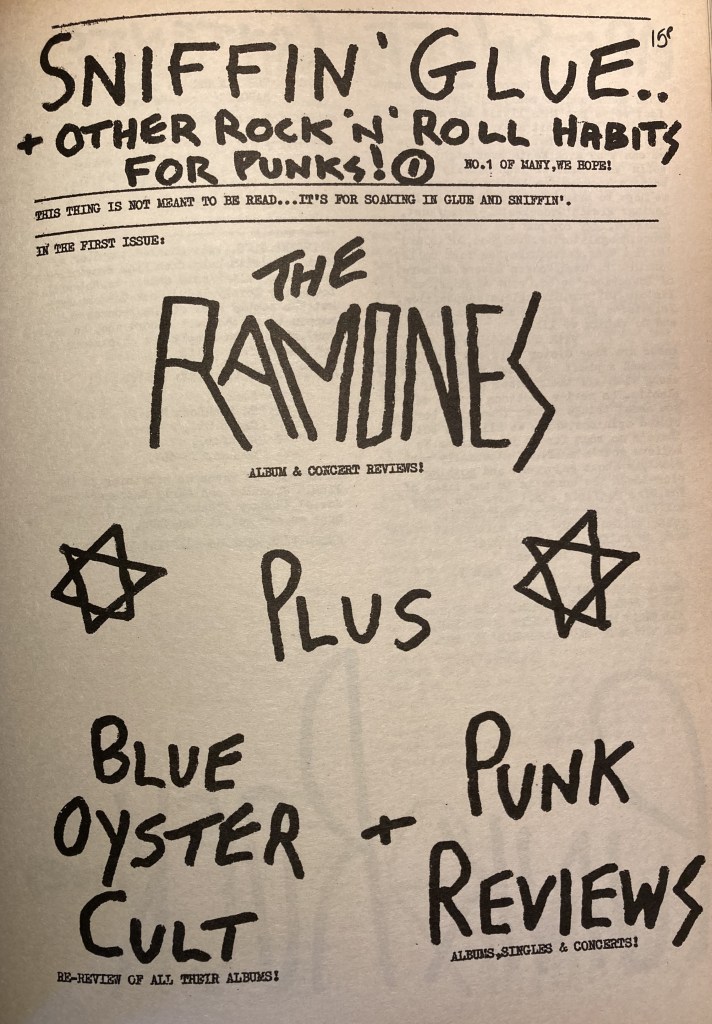 Front cover, Sniffin' Glue, Issue 1.