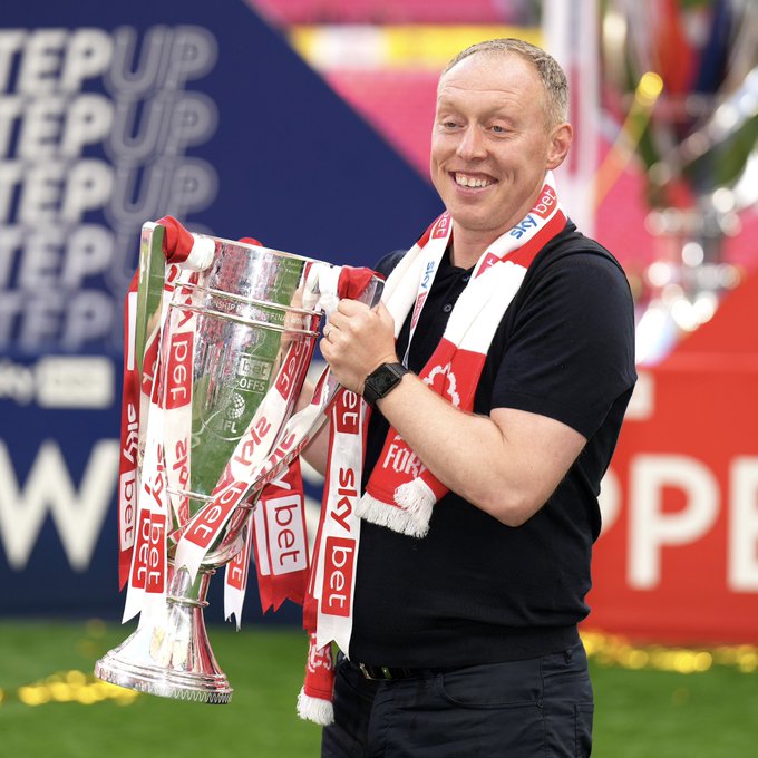 Steve Cooper with Championship Play Off trophy 2022.