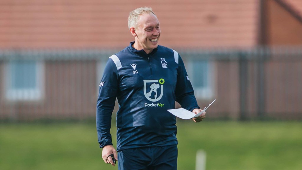 Steve Cooper takes training on his first day at Nottingham Forest, 2022