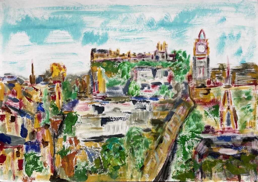 Edinburgh Castle, North British Hotel, Scott Monument, from Calton Hill