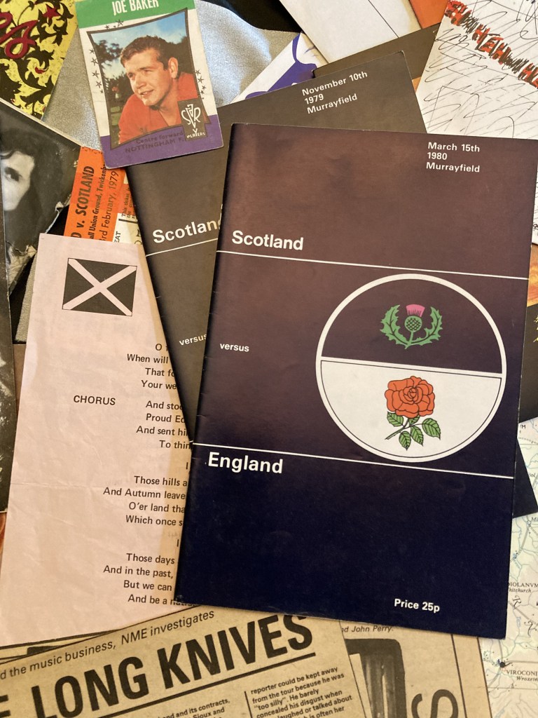 Programme: Scotland v England, March 15th 1980 plus Flower of Scotland song sheet.