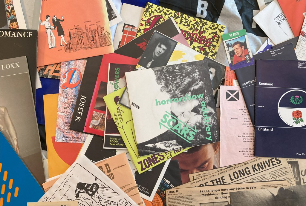 Various Scottish punk & post-punk singles, including Scars, Horrowshow; Zones, Stuck with You; Josef K, Chance Meeting; Flowers; Delmontes; Cheetahs, Radioactive; Valves; Fingerprintz.