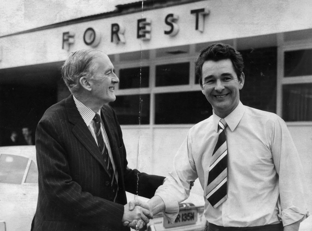 Clough arrives as manager at Nottingham Forest