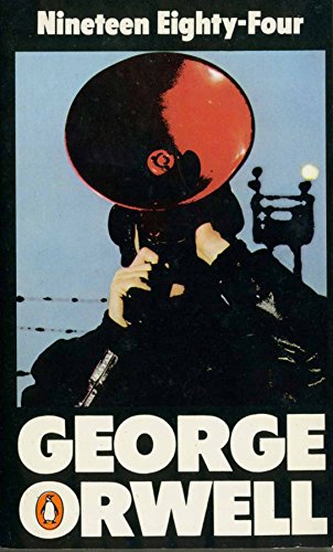 Cover 0f George Orwell, 1984 from c1979 showing a man with a megaphone