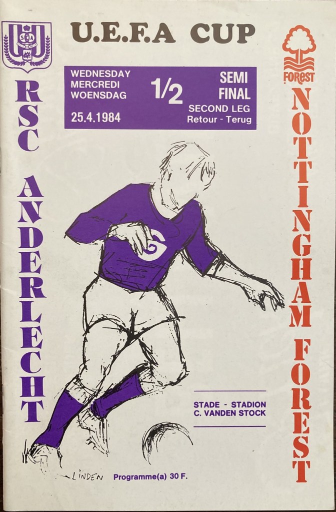 Cover, Anderlecht v Forest, Semi final, 2nd leg.