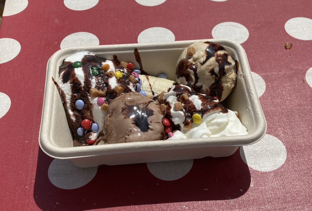 Banana split as served at Glastonbury Festival.