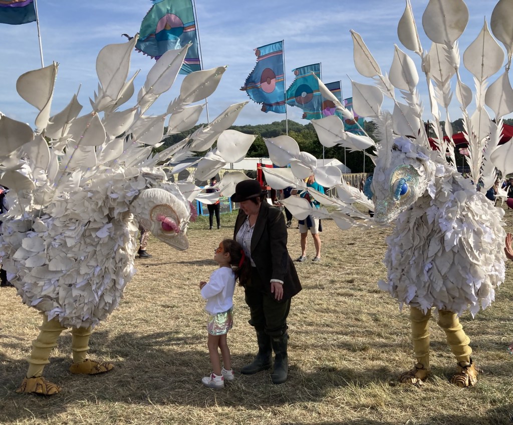 Farmer and two geese in the Theatre Field.