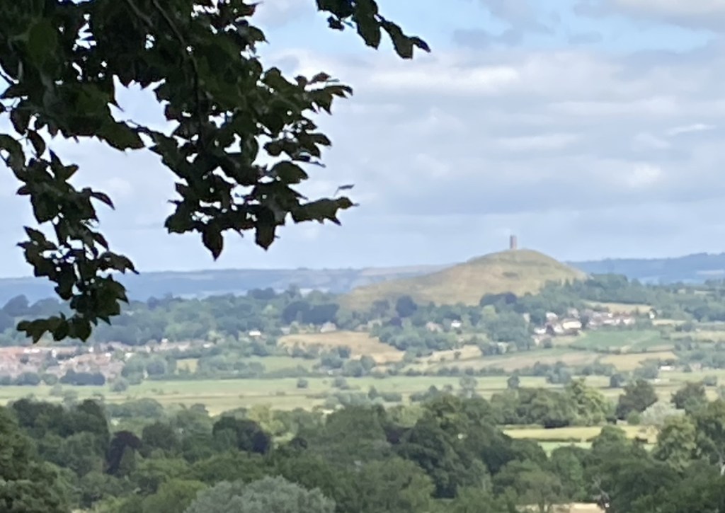 Glastonbury Tor seen from a distance.